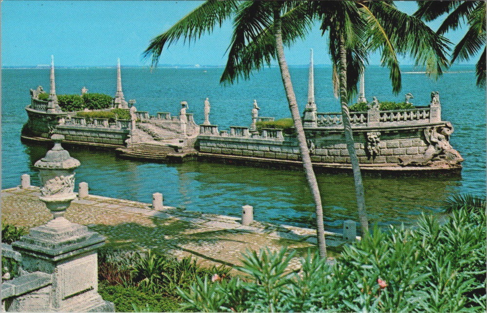 Stone Barge Breakwater Biscayne Bay, Vizcaya, Miami Florida Postcard