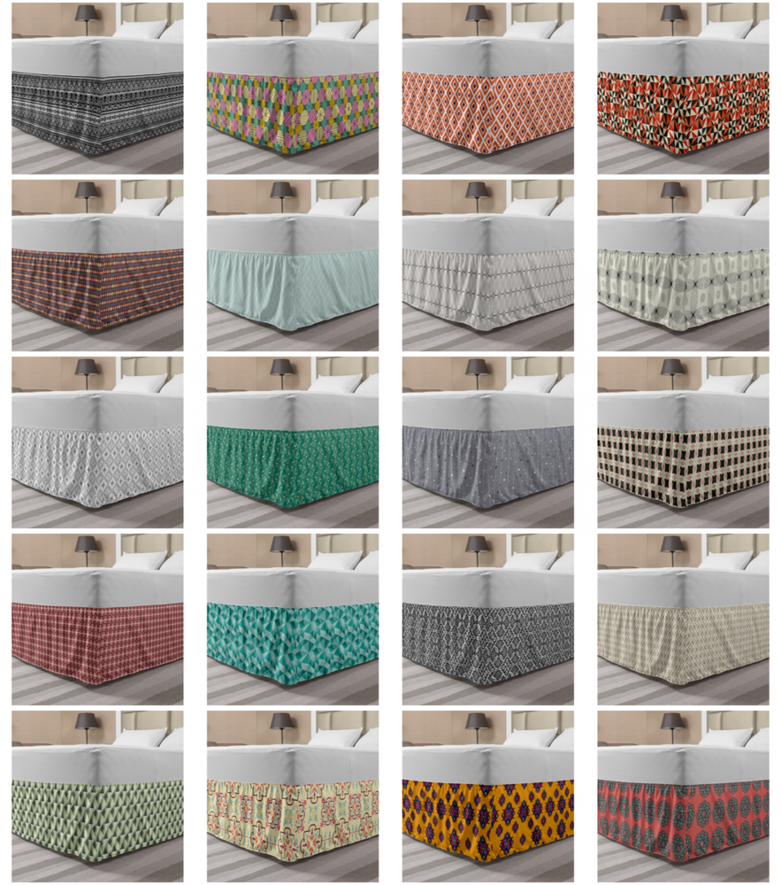 Ambesonne Geometric Design Bedskirt Elastic Wrap Around Skirt Gathered Design