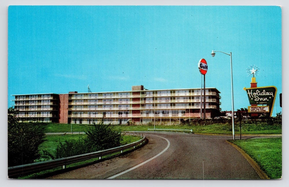c1950s Holiday Inn Downtown Gulf Gas Sign Vtg Petersburg Virginia VA Postcard