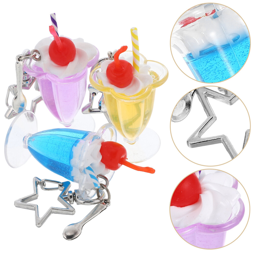 6 Pcs Cartoon Ice Cream Cup Hanging Charms for Bag Decor