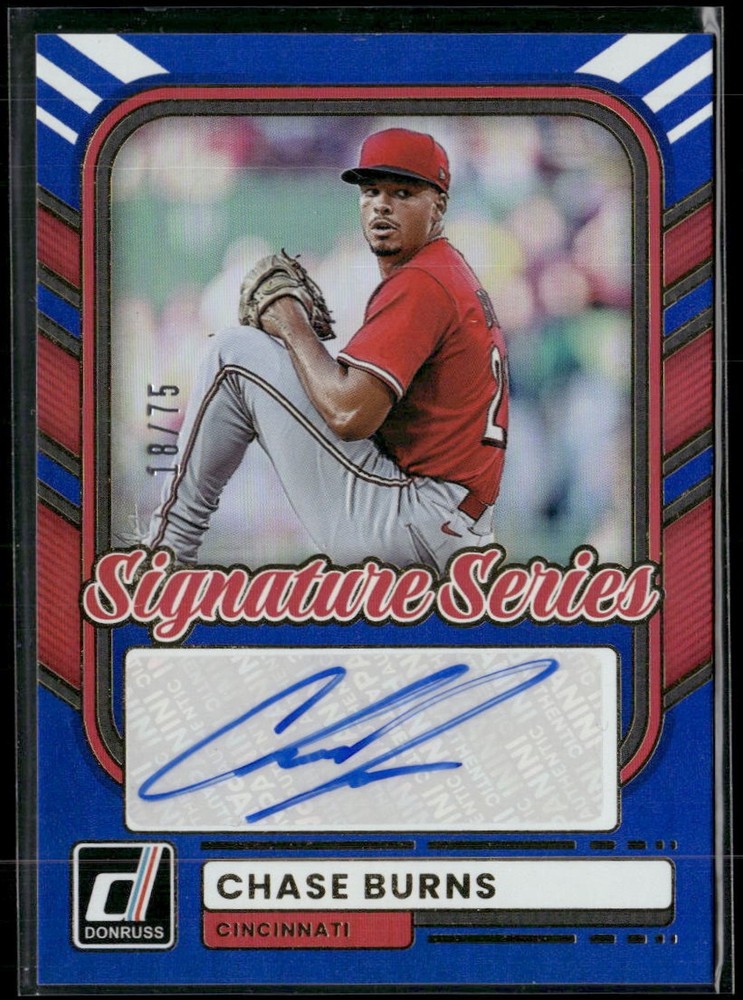 2026 Panini Donruss Chase Burns Signature Series Blue /75 Auto Cincinnati Reds