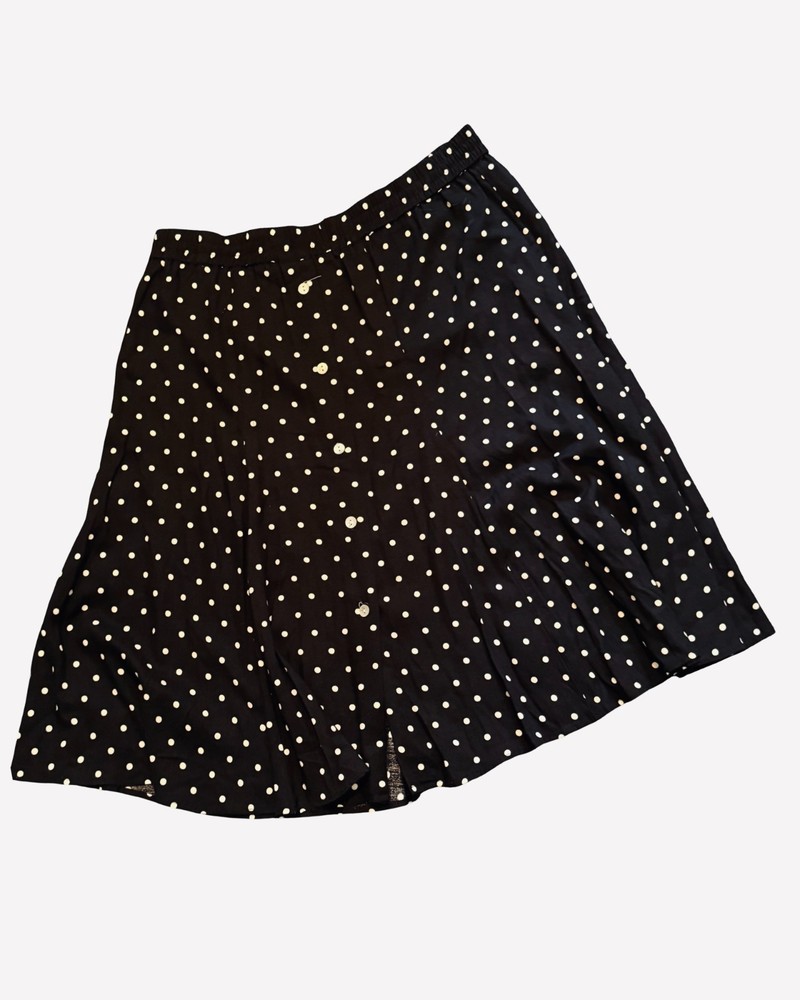 Lane Bryant Skirt Size 18/20 Black White Polka Dot Elastic Waist Button Up NWT