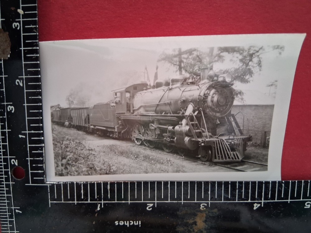 UNIDENTIFIED RAILROAD COMPANY 4-6-0 LOCOMOTIVE #119 w FREIGHT TRAIN PHOTO 1940's
