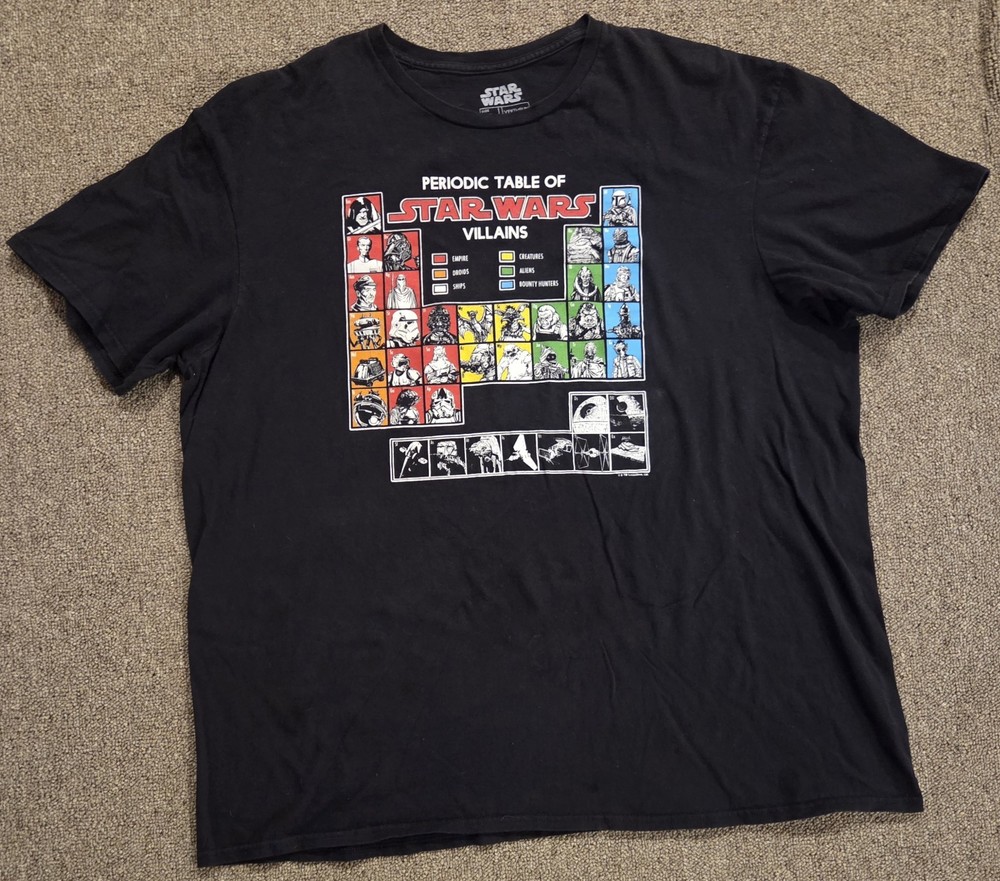Star Wars Periodic Table Of Star Wars Villains Fifth Sun Men's Black T-Shirt 2XL