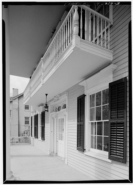 Charleston SC 1900s Main Elevation Entrance Doorway Cantilevered Balcony