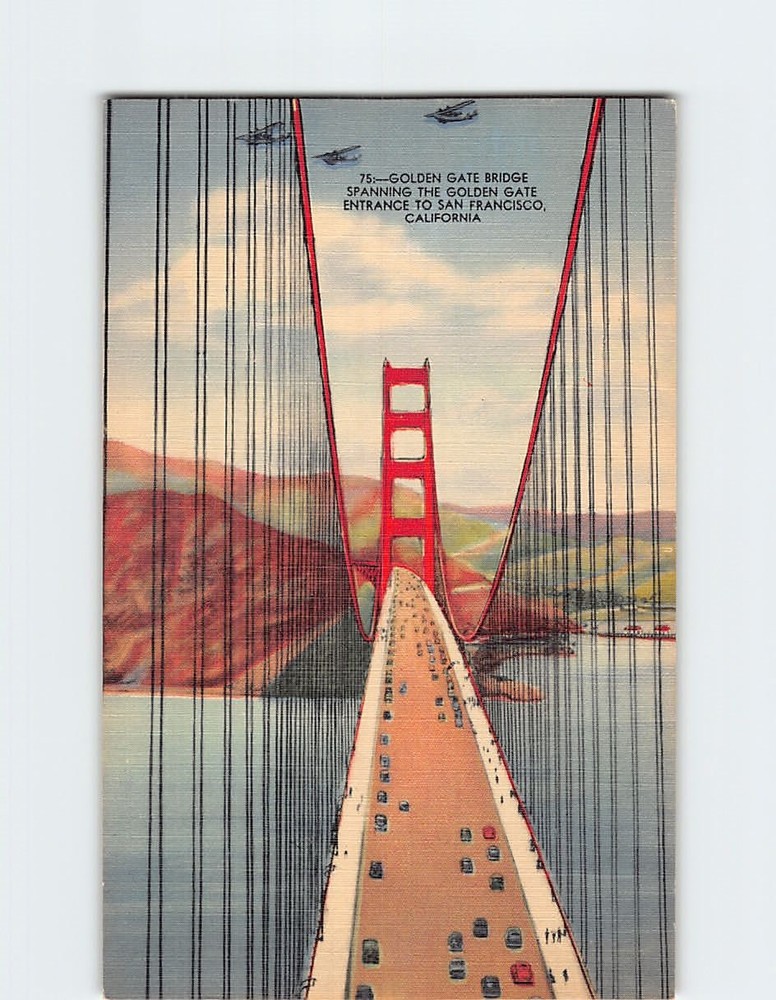 Postcard Aerial View Golden Gate Bridge San Francisco California USA America
