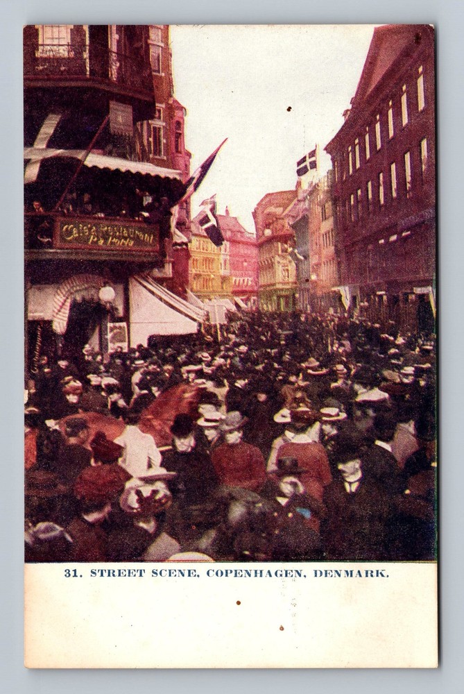 Denmark- Copenhagen Busy Street Scene Postal PC Old Card View Vintage Postcard