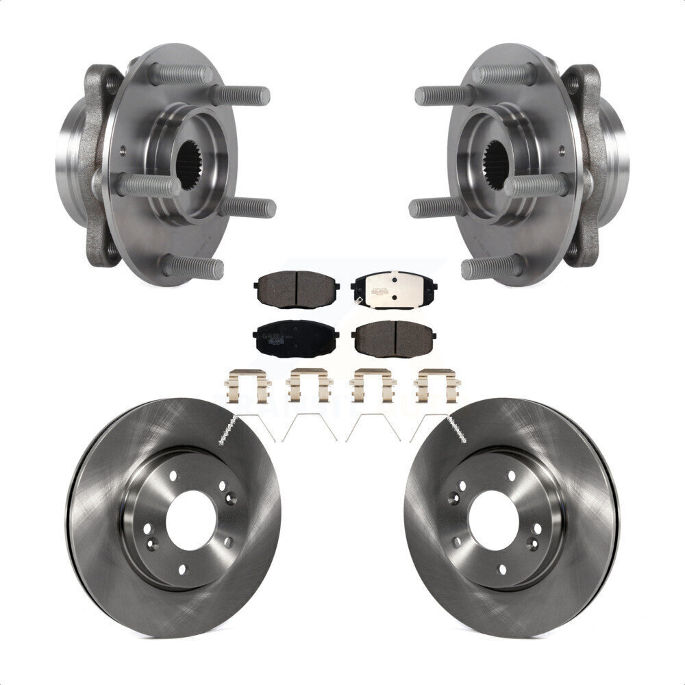 Front Hub Bearing Brake Rotor Pads Kit for Kia Forte Hyundai Elantra GT