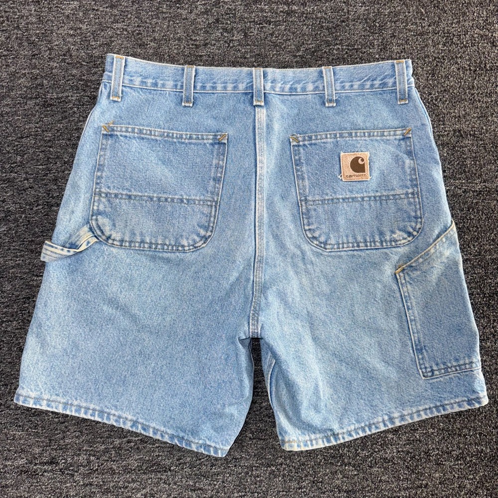 Vintage 90s Carhartt Cargo Carpenter Jorts Jean Denim Shorts Mens 36 Blue B29STW