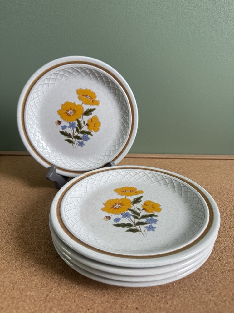 Set (5) Vtg Dawn By Nikko Japanese Dinner Plates Orange & Yellow
