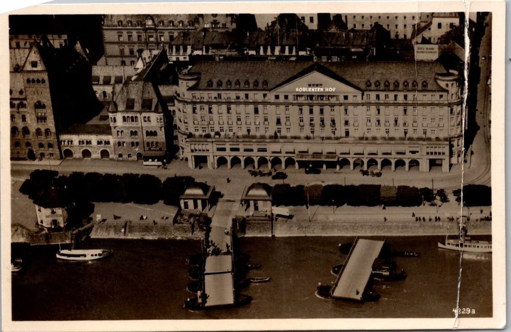 Koblenz Germany Koblenzer Hof Rhine River Bridge Vintage Photo Postcard [AB]