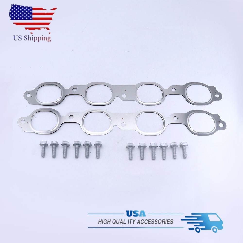For CADILLA CHEVROLET GMC 12657093 Exhaust Manifold Header Gasket Pair w/ Bolts