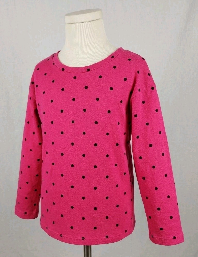 Thereabouts Girls Polka Dot Long Sleeve Crew Neck T-Shirt S 7/8 Pink (260522-02)
