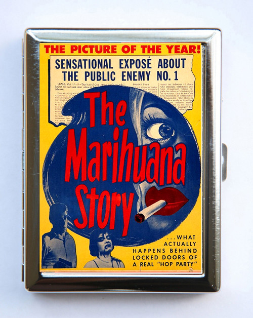 Metal Cigarette Case Wallet Holder Vintage Marijuana Marihuana Poster
