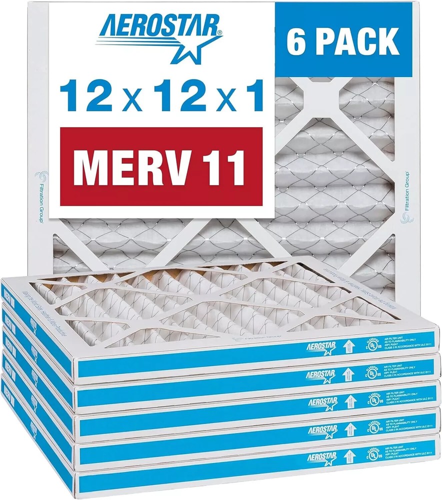 Aerostar 12x12x1 MERV 11 AC Furnace Air Filter 6-Pack