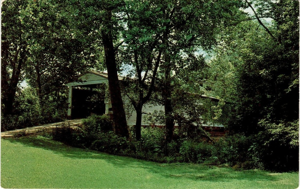 Portland Mills Bridge, Parke County, Big Raccoon Creek, Rockville, Postcard