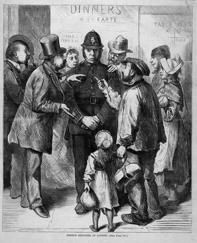 POLICE, FRENCH REFUGEES IN LONDON, 1870 ANTIQUE POLICE
