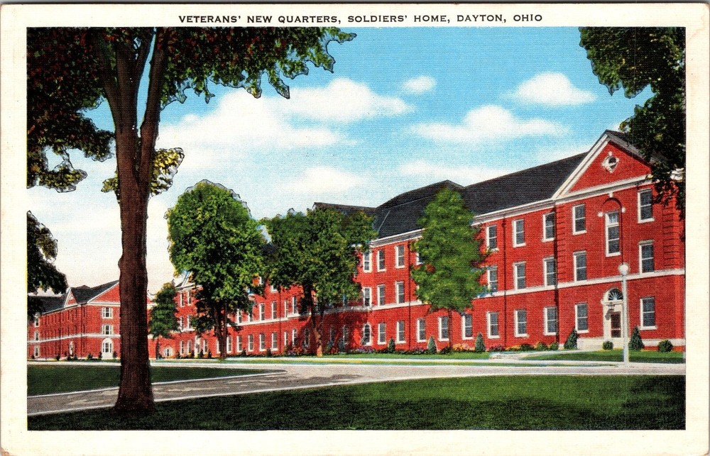 Dayton OH-Ohio, Veterans New Quarters, Soldiers, Vintage Postcard
