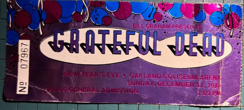 Grateful Dead New Year’s Eve 1989-1990 Oakland Coliseum Arena Ticket
