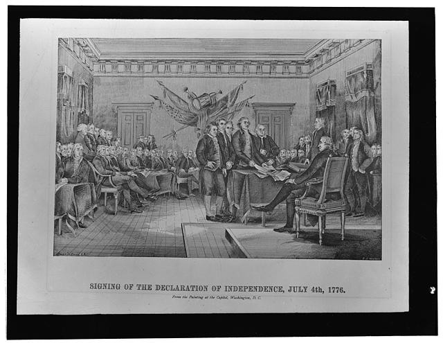 Signing of the Declaration of Independence 1776 engraving 1940s print