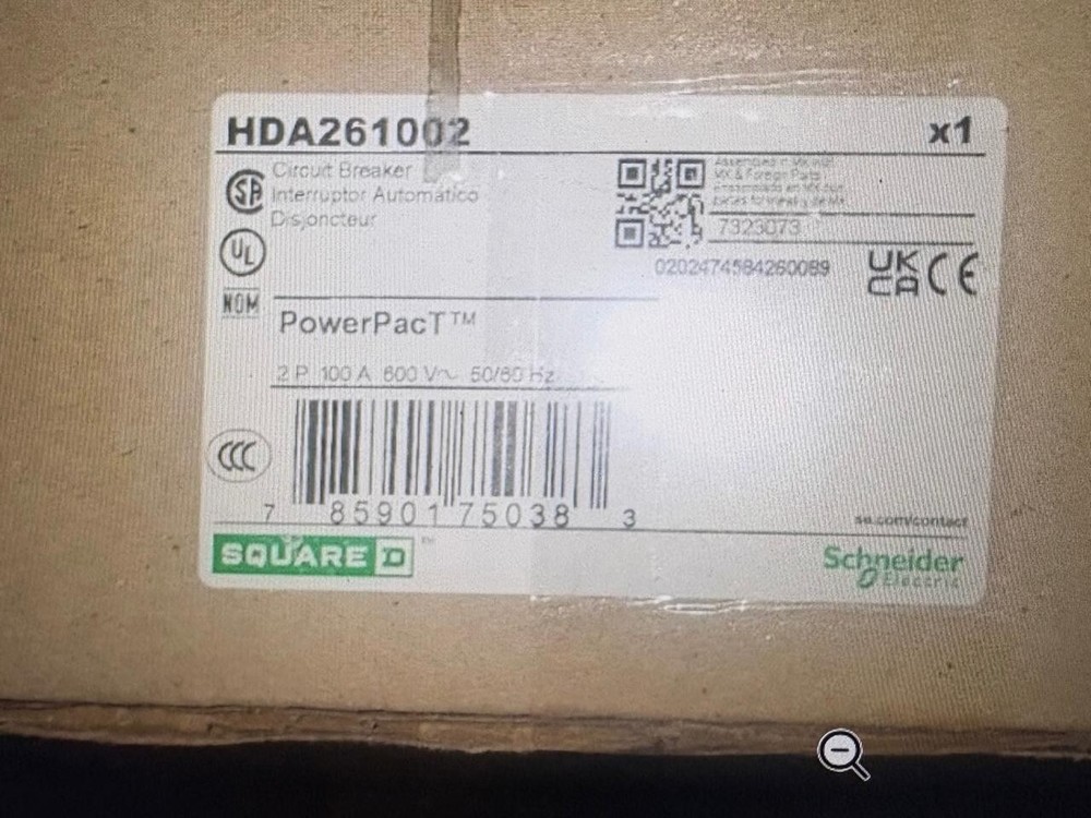 Square D HDA261002 600V 100A 2PMCCB 14KA, Made in USA