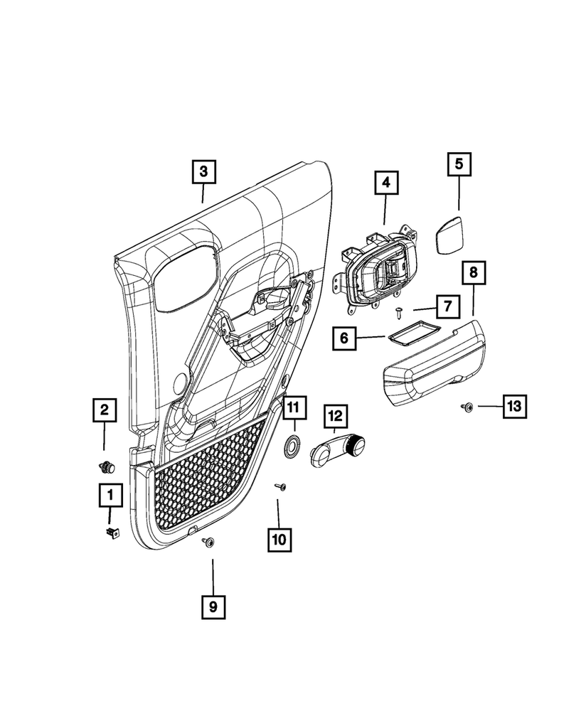 Genuine Mopar Rear Door Trim Armrest Left 6RL59LK5AC