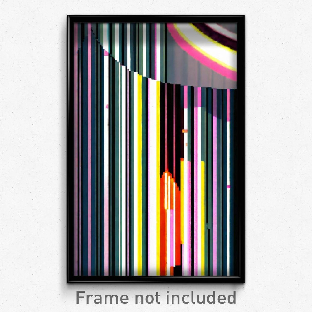 8 Bit Psychedelic Pixel Art Poster - Striped Well Trippy Video Game Print