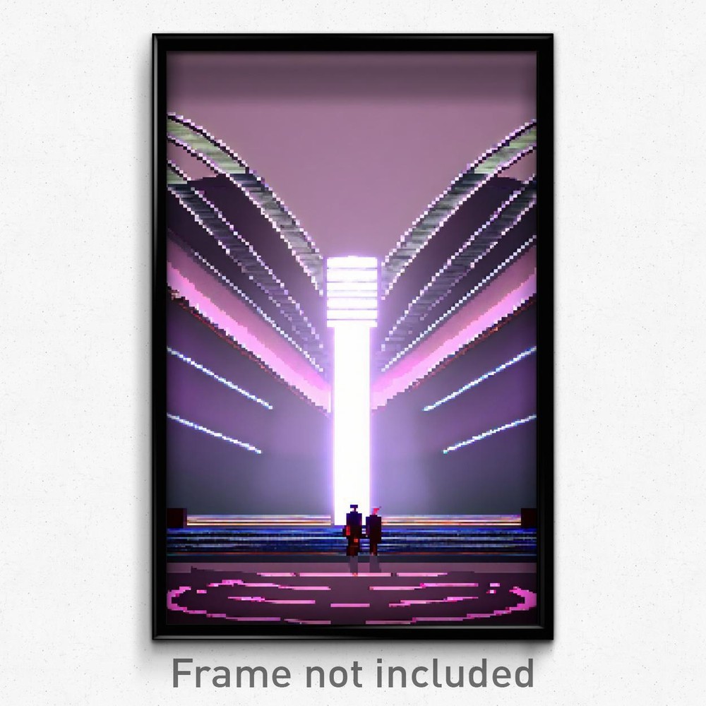 Pixel Art Poster - Circular Catwalk (8 Bit Psychedelic Trippy Video Game Print)