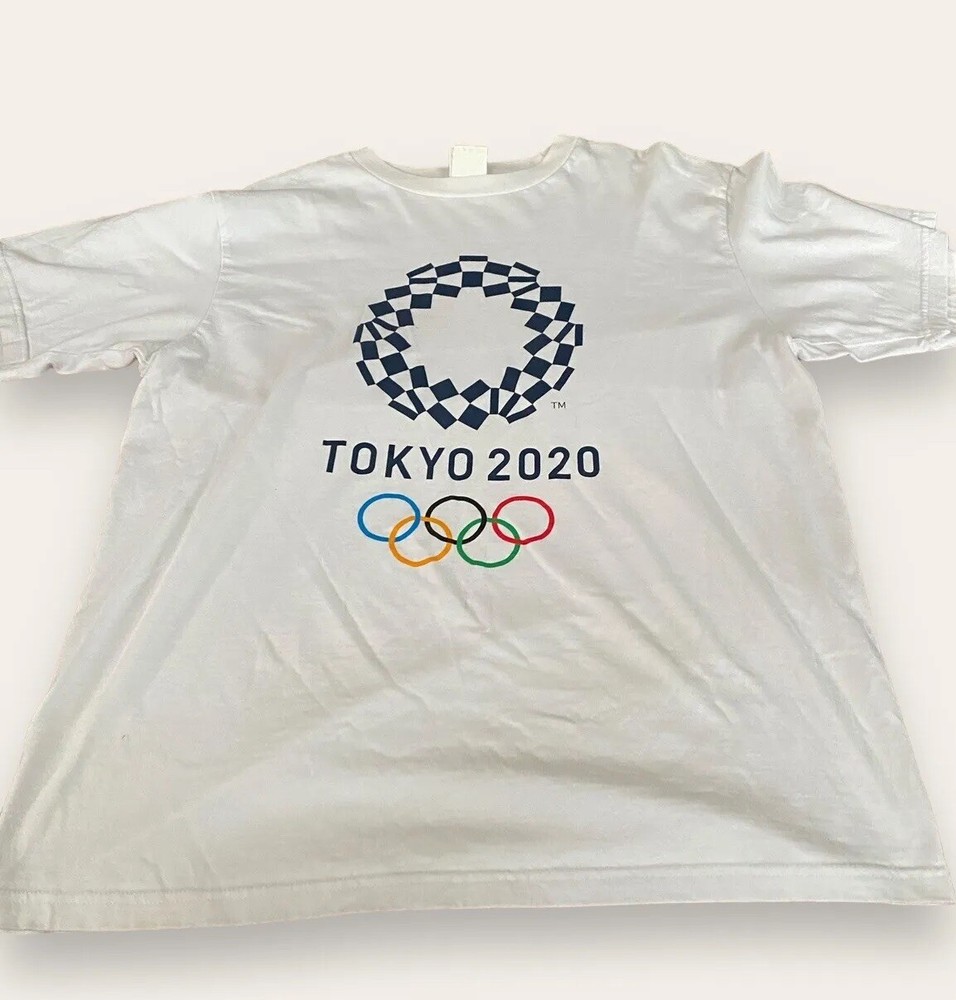Olympic Games Tokyo 2020 Mens XL White T-Shirt with Rings Japan Tee