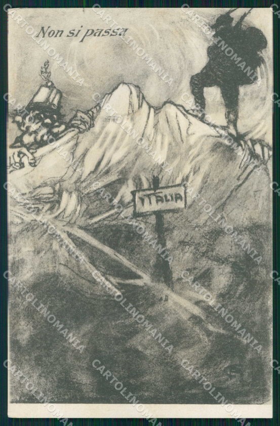 WWI WW1 Italian Propaganda Alpini Anti Kaiser Calcagnadoro cartolina XF8852