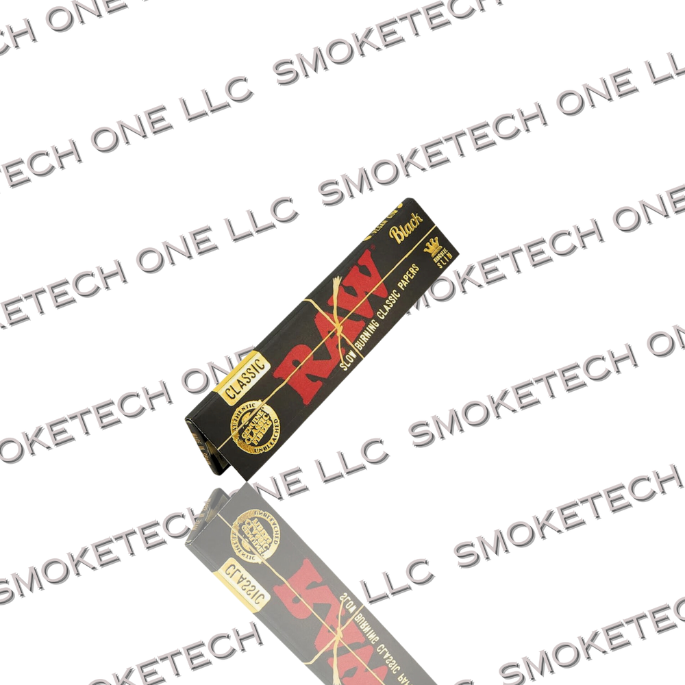 RAW Black King Size Slim Rolling Papers for Smooth Smoking