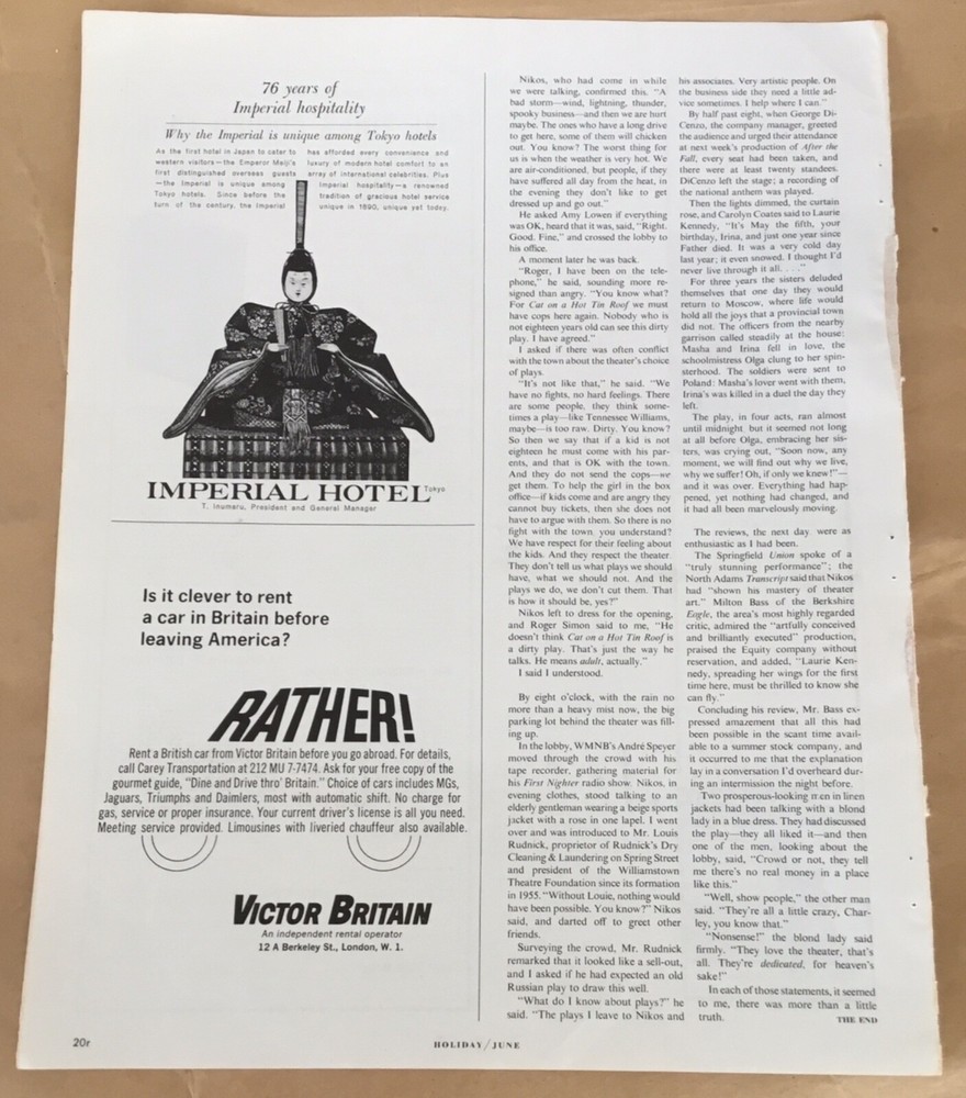 Imperial Hotel vintage print ad 1966 art retro decor travel Tokyo 1960s tourism