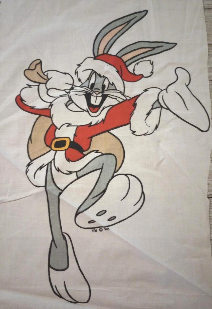 looney tunes bugs christmas fun fabric large print 16 x 10 inch 1pc new