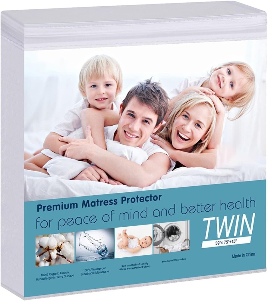 Waterproof Mattress Pad Protector 100% Organic Cotton Mattress Pad Cover