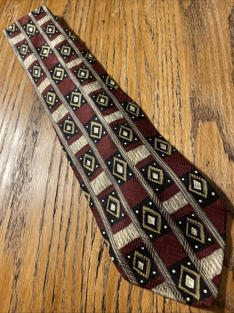 Vintage EUC Robert Talbott Studio For Nordstrom Silk Tie USA Hand Sewn Geometric
