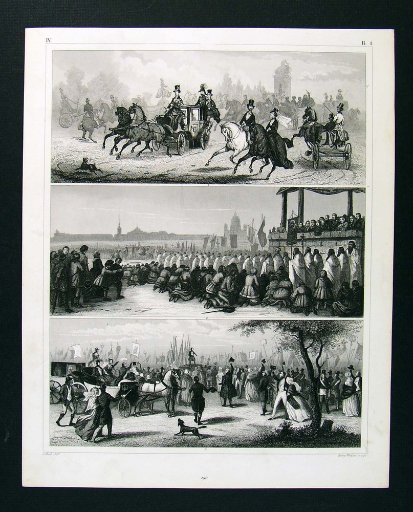 1849 Bilder Print Elysian Fields Paris  Festival St. Petersburg  English Meeting