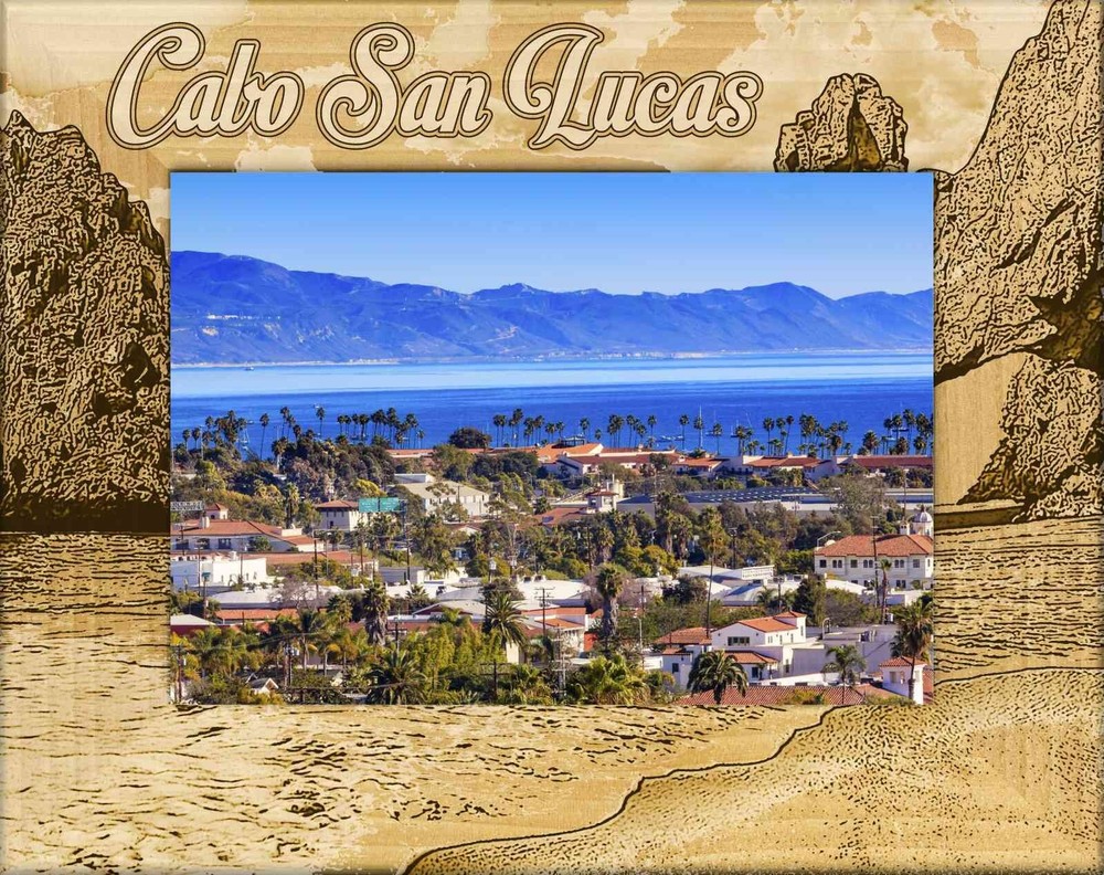 Cabo San Lucas Montage Laser Engraved Wood Picture Frame Landscape (4 x 6)