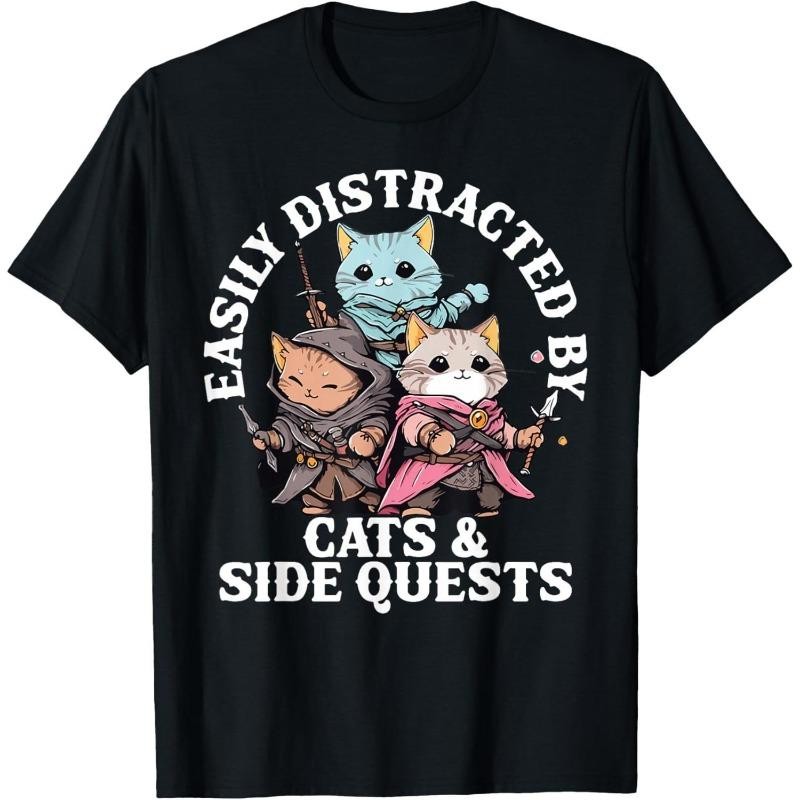 【Free Shipping】Cats Side Quest Distracted Tabletop Funny Men Women Kids T-Shirt