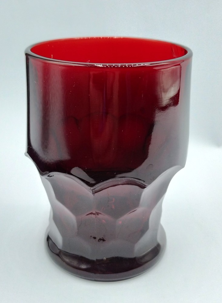Vintage Anchor Hocking Ruby Red Glass Georgian Honeycomb 4”  9oz Tumbler