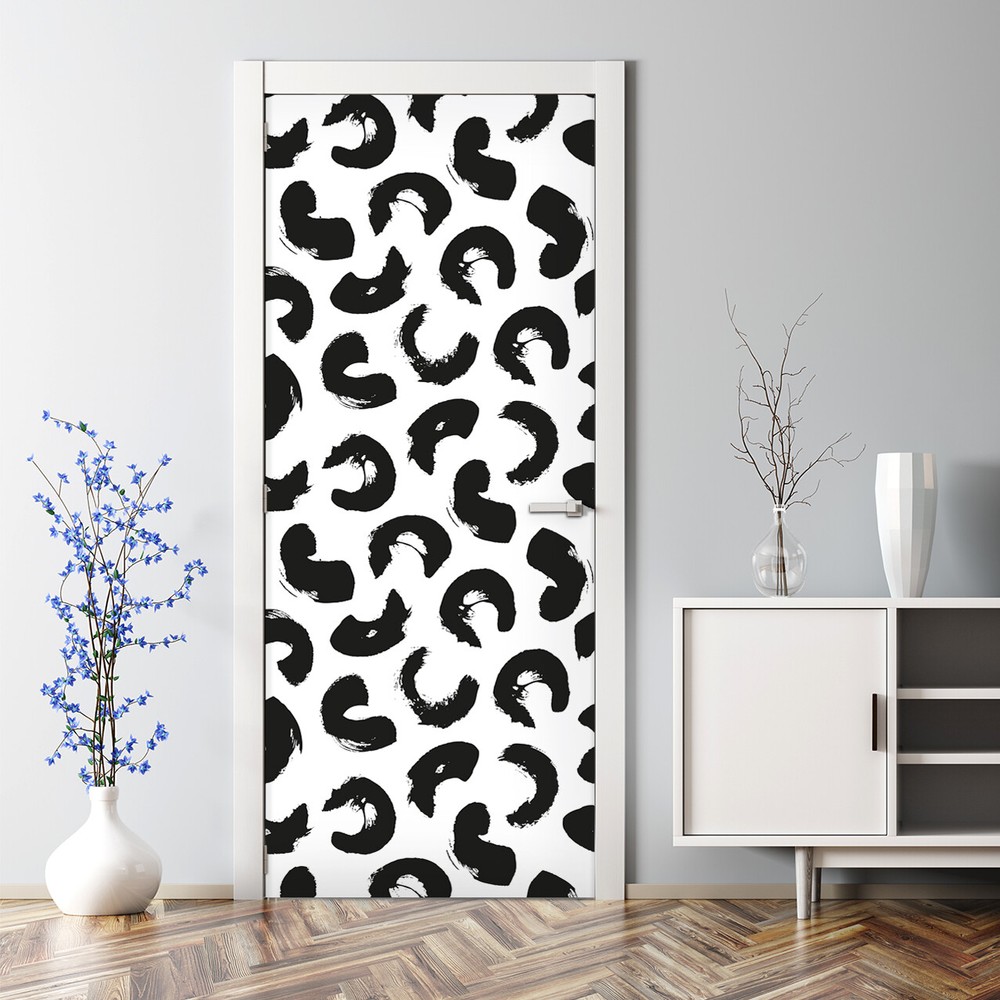 Abstract Watercolor Ink Brushstroke Bubble-Free Door Decal for Stylish Decor