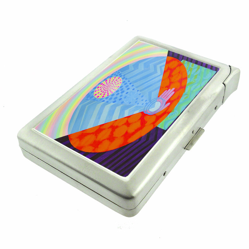 Abstract Art Em22 Cigarette Case with Built in Lighter Metal Wallet-image