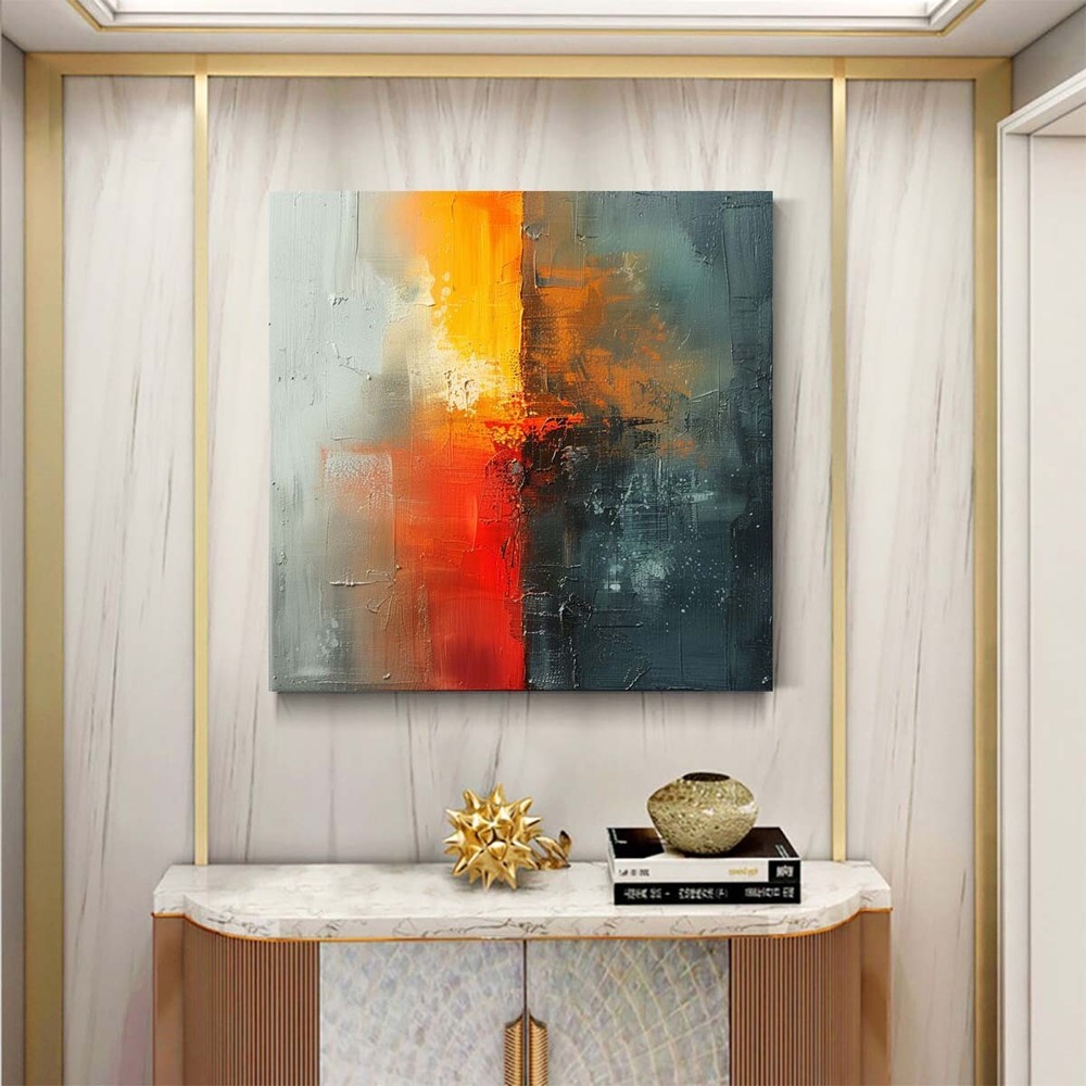 Abstract Oil Painting Thick Textured Hand Painted On Canvas Wall Art Green 31in