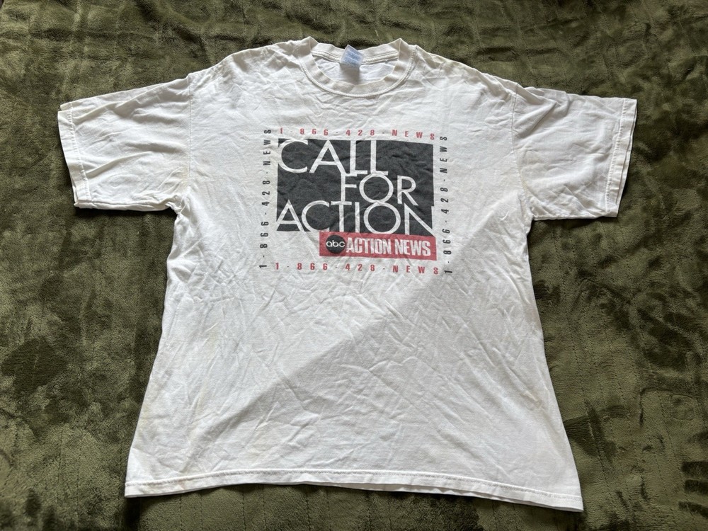 Vintage ABC News Shirt Mens XL White Call For Action Investigative Journalism