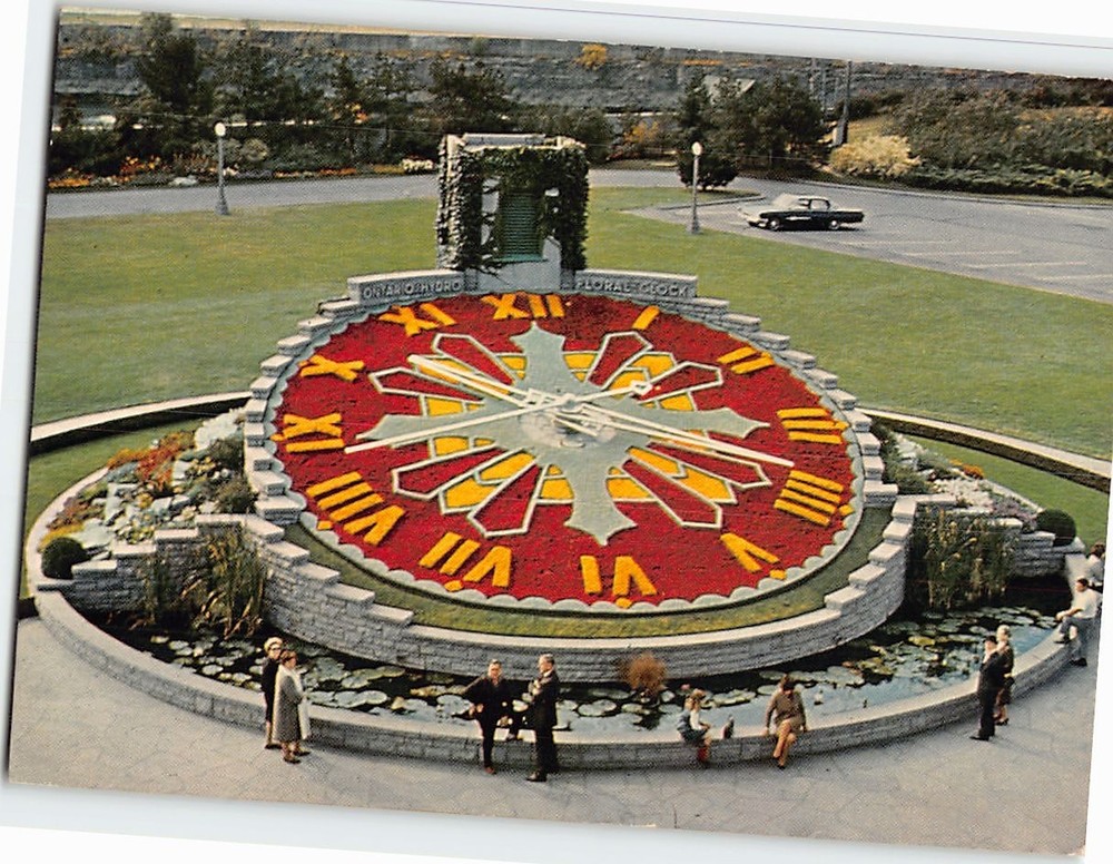 Postcard Hydro Floral Clock Niagara Falls Ontario Canada