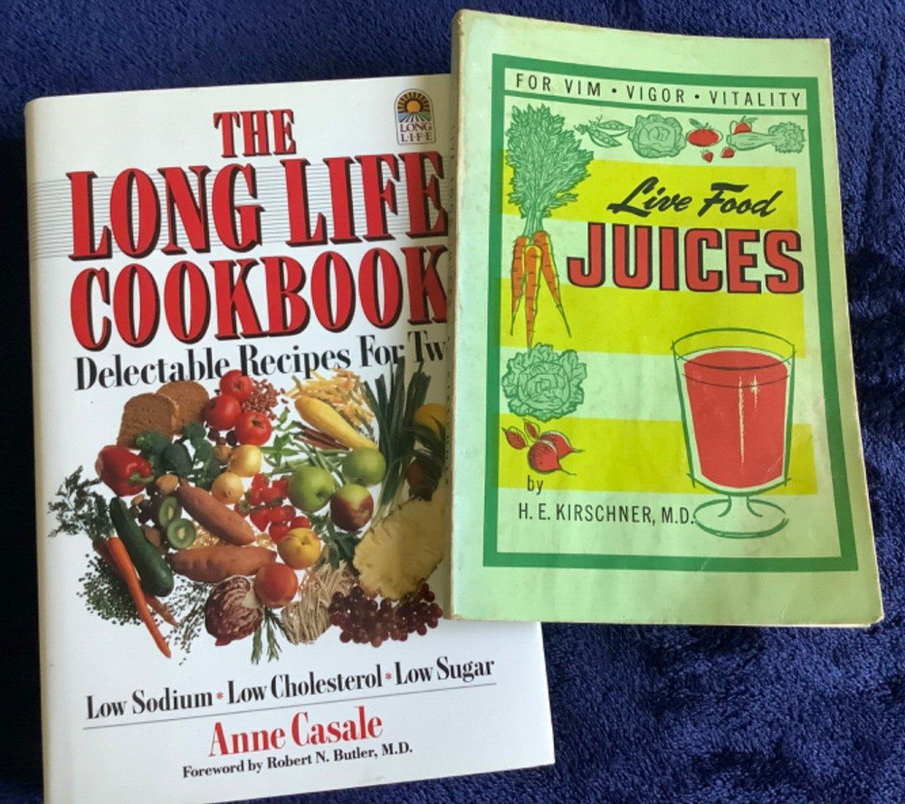 Long Life Cookbook by Anne Casale Lot of 2 Live Food Juices by H E Kirschner