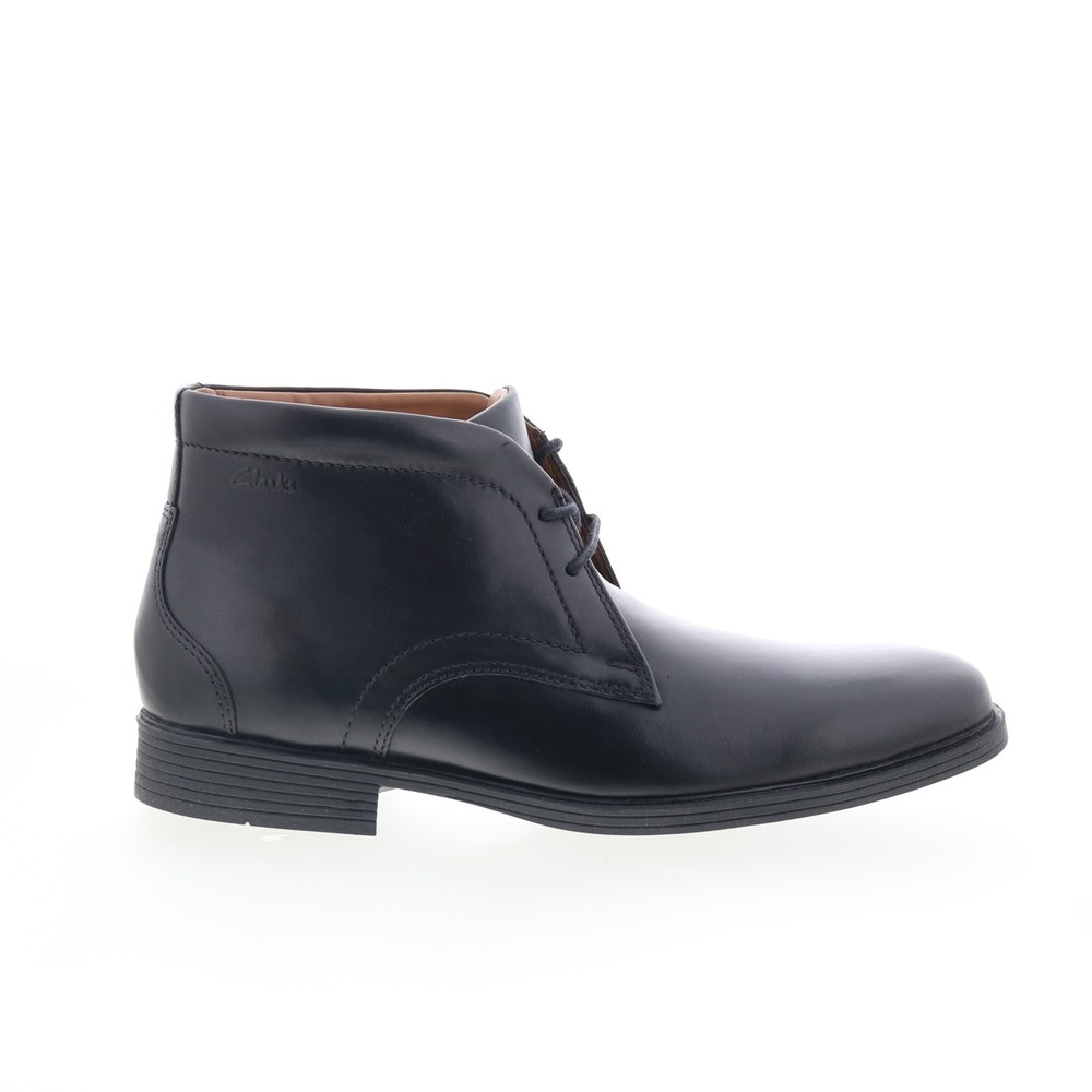 Clarks Whiddon Mid 26152914 Mens Black Wide Leather Lace Up Chukkas Boots