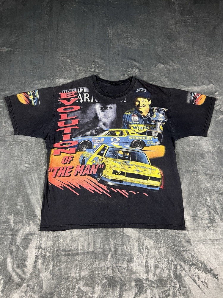 Dale Earnhardt “The Man” Black AOP NASCAR Racing T-Shirt Vintage 90's