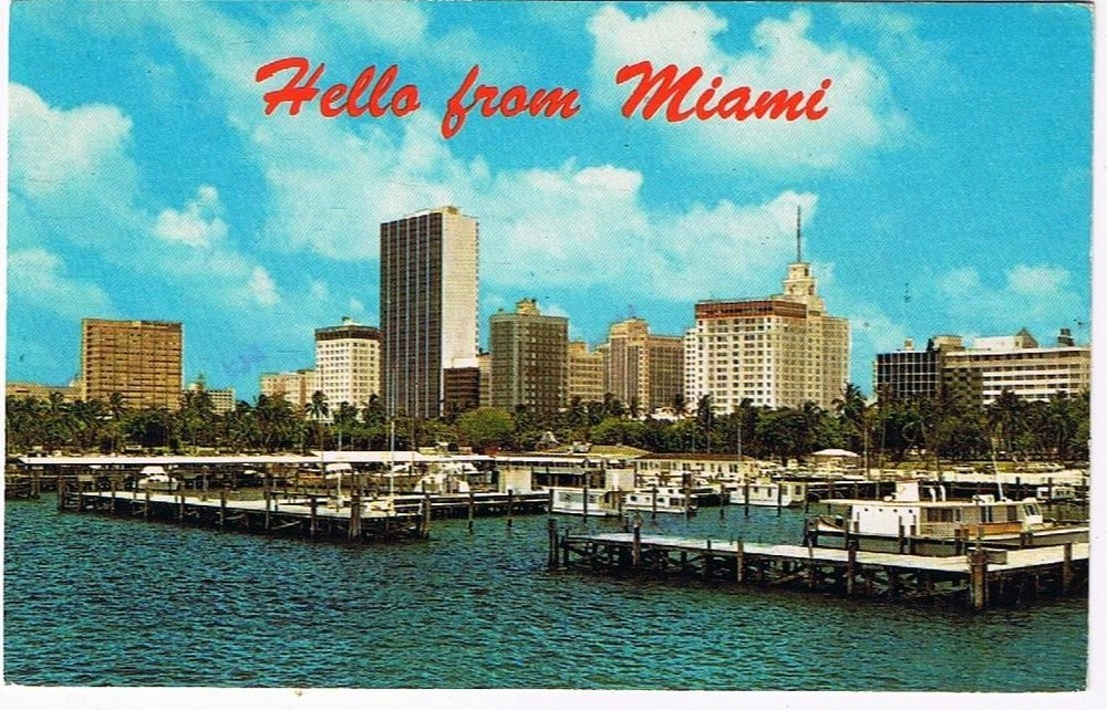 Florida Postcard Miami Skyline From Dodge Island Causeway