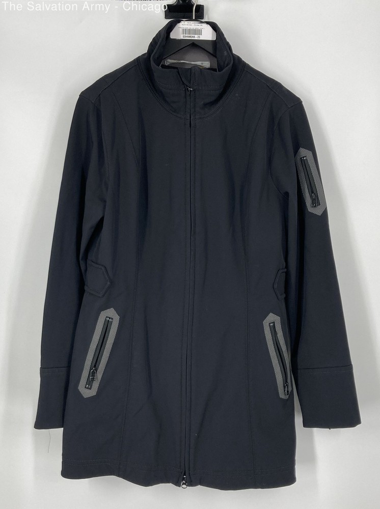 Athleta Womens Black Long Sleeve Pockets Full-Zip Jacket Size Large