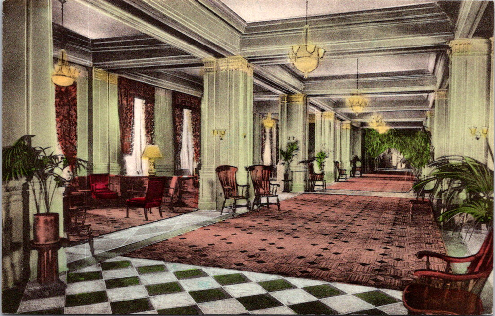 Vintage Postcard Hotel Chamberlin Lobby Old Point Comfort Virginia